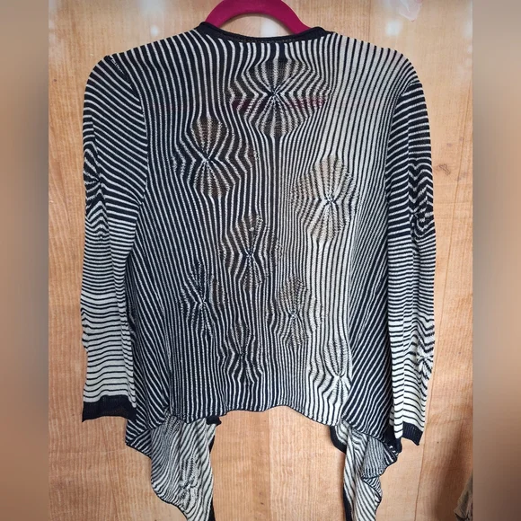 NIC+ZOE Black and White Striped Cardigan - Picture 3 of 3